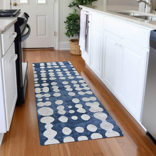Piper Looms Mayfield Circles AMF869 Navy Machine Washable Area Rug Runner Lifestyle Image Feature
