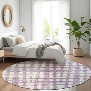 Piper Looms Mayfield Circles AMF869 Purple Machine Washable Area Rug Round Lifestyle Image Feature