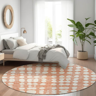 Piper Looms Mayfield Circles AMF869 Salmon Machine Washable Area Rug Round Lifestyle Image Feature