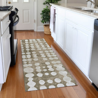 Piper Looms Mayfield Circles AMF869 Taupe Machine Washable Area Rug Runner Lifestyle Image Feature