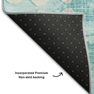 Piper Looms Mayfield Circles AMF869 Teal Machine Washable Area Rug Backing Image