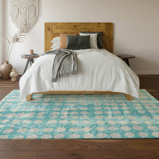 Piper Looms Mayfield Circles AMF869 Teal Machine Washable Area Rug Lifestyle Image Feature