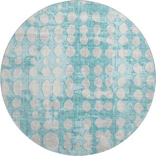 Piper Looms Mayfield Circles AMF869 Teal Machine Washable Area Rug Round Main Image