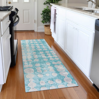 Piper Looms Mayfield Circles AMF869 Teal Machine Washable Area Rug Runner Lifestyle Image Feature