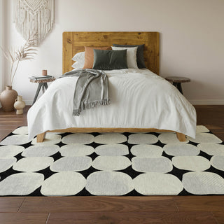 Piper Looms Mayfield Circles AMF870 Black Machine Washable Area Rug Lifestyle Image Feature