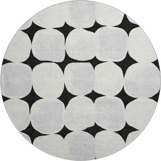Piper Looms Mayfield Circles AMF870 Black Machine Washable Area Rug Round Main Image