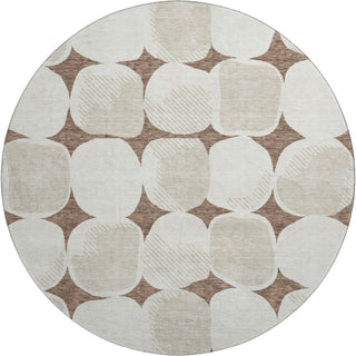 Piper Looms Mayfield Circles AMF870 Brown Machine Washable Area Rug Round Main Image