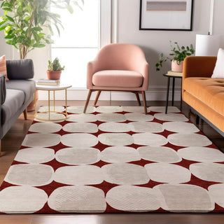 Piper Looms Mayfield Circles AMF870 Burgundy Machine Washable Area Rug Lifestyle Image Feature