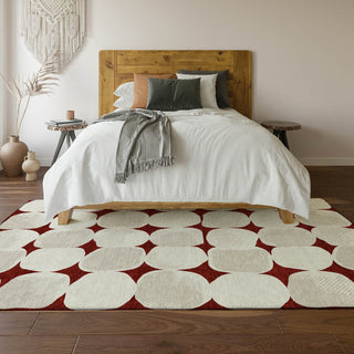 Piper Looms Mayfield Circles AMF870 Burgundy Machine Washable Area Rug Lifestyle Image Feature