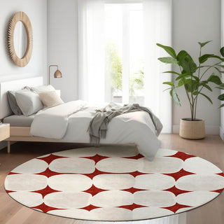 Piper Looms Mayfield Circles AMF870 Burgundy Machine Washable Area Rug Round Lifestyle Image Feature