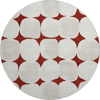Piper Looms Mayfield Circles AMF870 Burgundy Machine Washable Area Rug Round Main Image