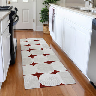 Piper Looms Mayfield Circles AMF870 Burgundy Machine Washable Area Rug Runner Lifestyle Image Feature