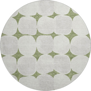 Piper Looms Mayfield Circles AMF870 Green Machine Washable Area Rug Round Main Image