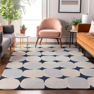 Piper Looms Mayfield Circles AMF870 Navy Machine Washable Area Rug Lifestyle Image Feature