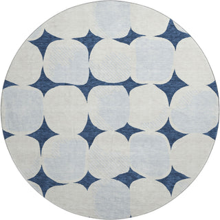Piper Looms Mayfield Circles AMF870 Navy Machine Washable Area Rug Round Main Image