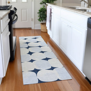 Piper Looms Mayfield Circles AMF870 Navy Machine Washable Area Rug Runner Lifestyle Image Feature