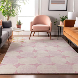 Piper Looms Mayfield Circles AMF870 Pink Machine Washable Area Rug Lifestyle Image Feature