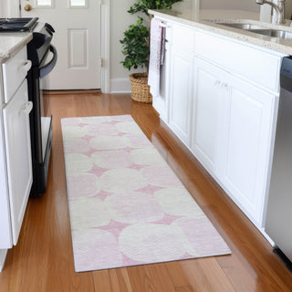 Piper Looms Mayfield Circles AMF870 Pink Machine Washable Area Rug Runner Lifestyle Image Feature