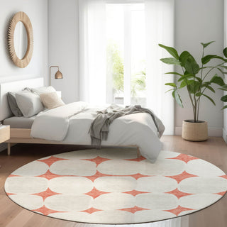 Piper Looms Mayfield Circles AMF870 Salmon Machine Washable Area Rug Round Lifestyle Image Feature