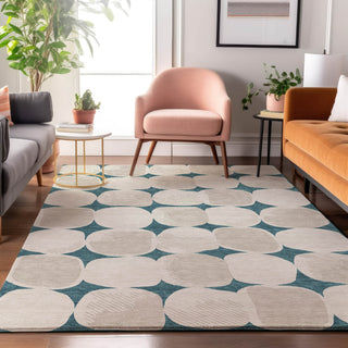 Piper Looms Mayfield Circles AMF870 Teal Machine Washable Area Rug Lifestyle Image Feature