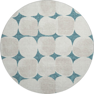 Piper Looms Mayfield Circles AMF870 Teal Machine Washable Area Rug Round Main Image