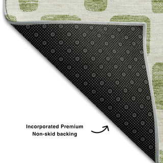 Piper Looms Mayfield Squares AMF871 Aloe Machine Washable Area Rug Backing Image
