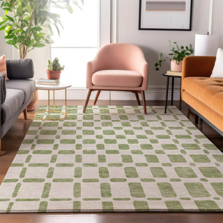 Piper Looms Mayfield Squares AMF871 Aloe Machine Washable Area Rug Lifestyle Image Feature