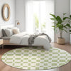Piper Looms Mayfield Squares AMF871 Aloe Machine Washable Area Rug Round Lifestyle Image Feature