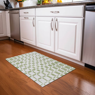 Piper Looms Mayfield Squares AMF871 Aloe Machine Washable Area Rug Scatter Lifestyle Image Feature
