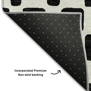 Piper Looms Mayfield Squares AMF871 Black Machine Washable Area Rug Backing Image