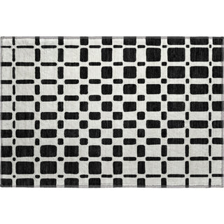 Piper Looms Mayfield Squares AMF871 Black Machine Washable Area Rug Scatter Main Image