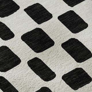 Piper Looms Mayfield Squares AMF871 Black Machine Washable Area Rug Swatch Image