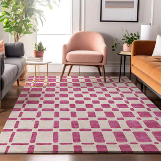 Piper Looms Mayfield Squares AMF871 Blush Machine Washable Area Rug Lifestyle Image Feature