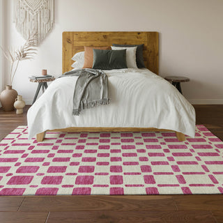 Piper Looms Mayfield Squares AMF871 Blush Machine Washable Area Rug Lifestyle Image Feature