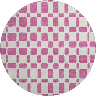 Piper Looms Mayfield Squares AMF871 Blush Machine Washable Area Rug Round Main Image