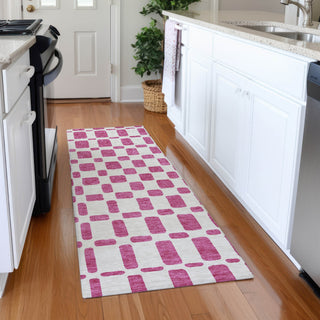 Piper Looms Mayfield Squares AMF871 Blush Machine Washable Area Rug Runner Lifestyle Image Feature