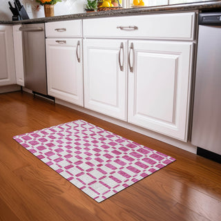 Piper Looms Mayfield Squares AMF871 Blush Machine Washable Area Rug Scatter Lifestyle Image Feature