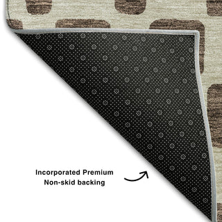 Piper Looms Mayfield Squares AMF871 Brown Machine Washable Area Rug Backing Image