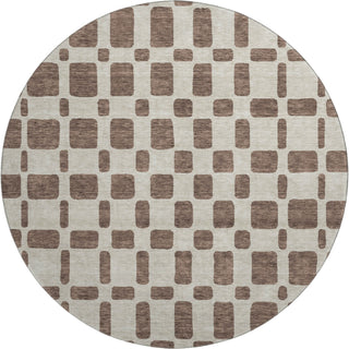 Piper Looms Mayfield Squares AMF871 Brown Machine Washable Area Rug Round Main Image