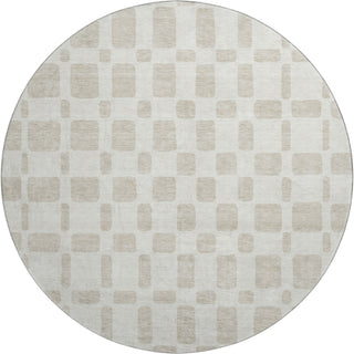 Piper Looms Mayfield Squares AMF871 Ivory Machine Washable Area Rug Round Main Image