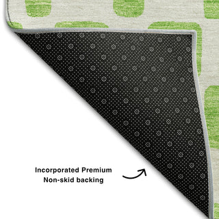 Piper Looms Mayfield Squares AMF871 Lime Machine Washable Area Rug Backing Image