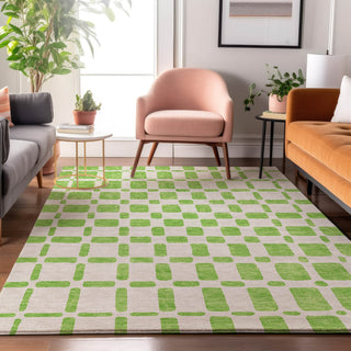Piper Looms Mayfield Squares AMF871 Lime Machine Washable Area Rug Lifestyle Image Feature