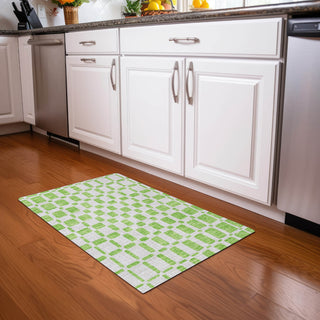 Piper Looms Mayfield Squares AMF871 Lime Machine Washable Area Rug Scatter Lifestyle Image Feature