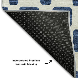 Piper Looms Mayfield Squares AMF871 Navy Machine Washable Area Rug Backing Image