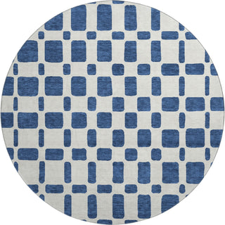 Piper Looms Mayfield Squares AMF871 Navy Machine Washable Area Rug Round Main Image