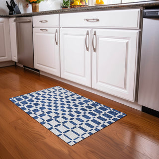 Piper Looms Mayfield Squares AMF871 Navy Machine Washable Area Rug Scatter Lifestyle Image Feature