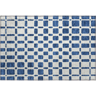 Piper Looms Mayfield Squares AMF871 Navy Machine Washable Area Rug Scatter Main Image