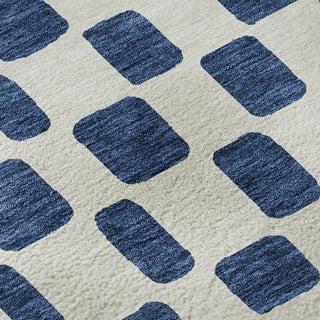 Piper Looms Mayfield Squares AMF871 Navy Machine Washable Area Rug Swatch Image