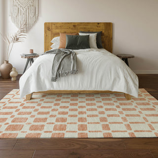 Piper Looms Mayfield Squares AMF871 Peach Machine Washable Area Rug Lifestyle Image Feature