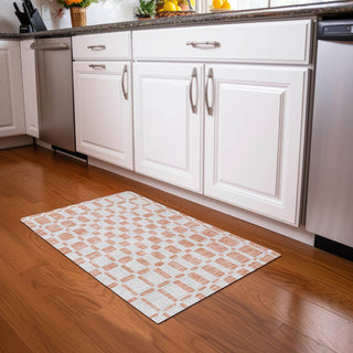 Piper Looms Mayfield Squares AMF871 Peach Machine Washable Area Rug Scatter Lifestyle Image Feature